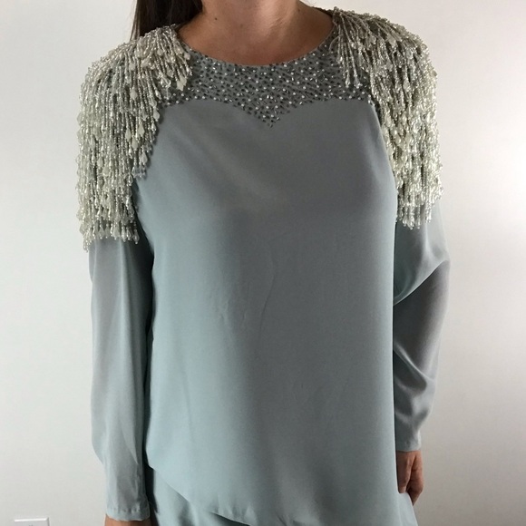 VINTAGE 60’s 70’s Bead Embellished Evening Formal Cocktail Party Top Skirt Set - Picture 5 of 16